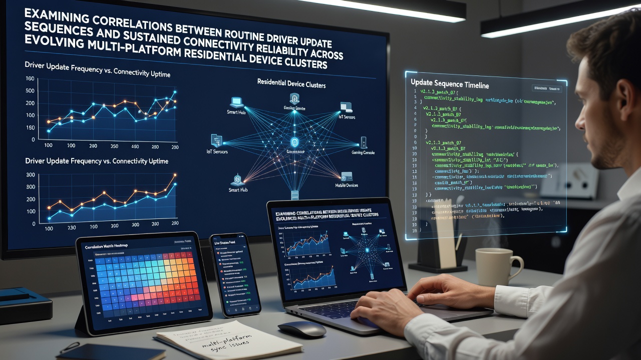 Residential device clusters showing multiple platforms connected through updated drivers and stable wireless networks