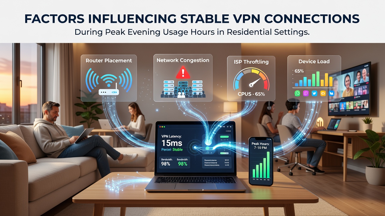 Residential router setup with multiple devices connected during evening hours showing network activity indicators