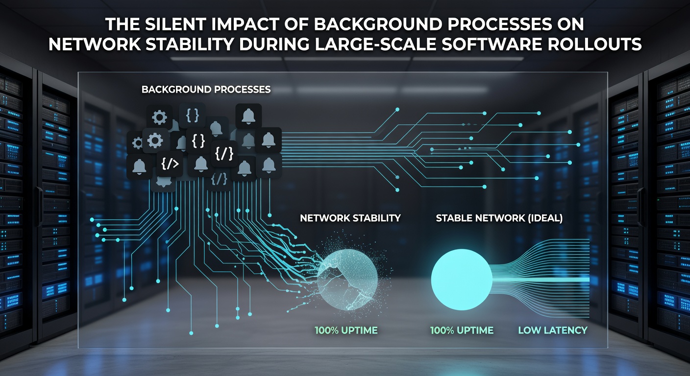 Network monitoring dashboard showing background process activity during a software rollout