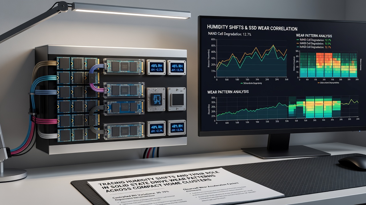 Graph displaying SSD error rate increases correlated with humidity percentage changes over a six-month period in home environments